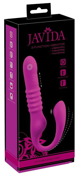 Лиловый вибратор 3 Function Vibrator с функцией фрикций и постукиванием