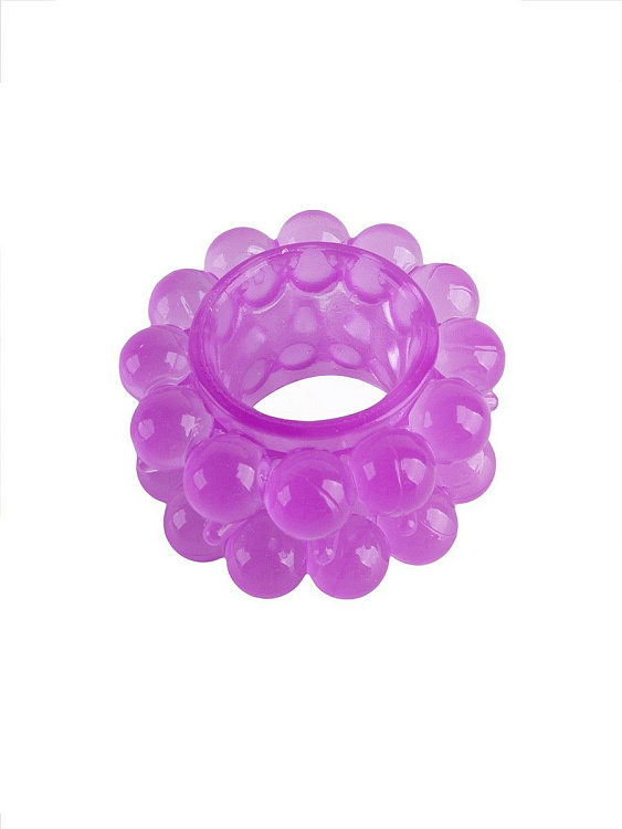 Лиловое эрекционное кольцо с 2 рядами стимулирующих шариков