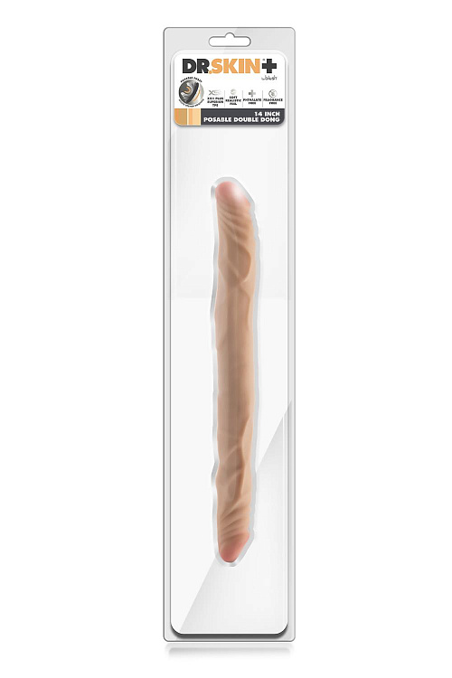 Телесный двусторонний фаллоимитатор 14 Inch Double Dong - 35,6 см.