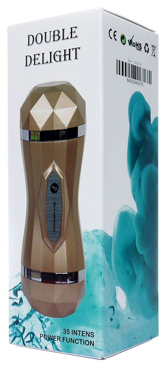 Двусторонний мастурбатор с вибрацией Double Delight - вагина и ротик