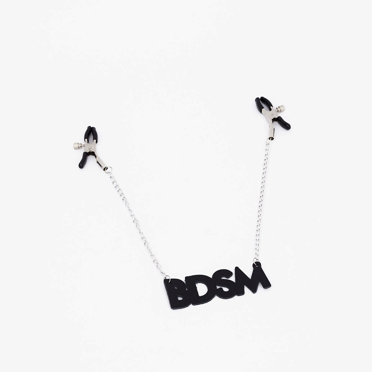 Зажимы на соски с кожаной подвеской BDSM