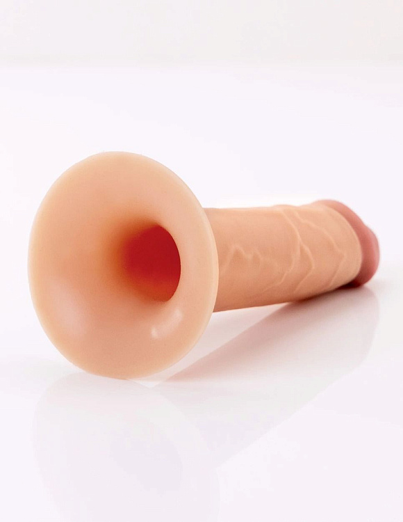 Телесный полый страпон на черных ремнях Hollow Silicone Strap-on - 17,8 см.