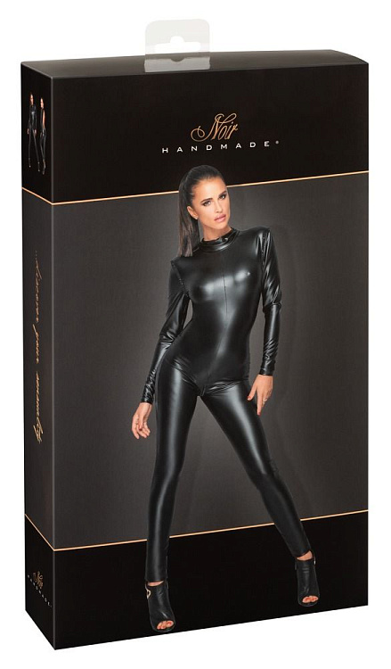 Облегающий комбинезон с открытой спинкой и молнией в шагу