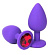 Фиолетовая анальная пробка с красным стразом - 6,8 см.