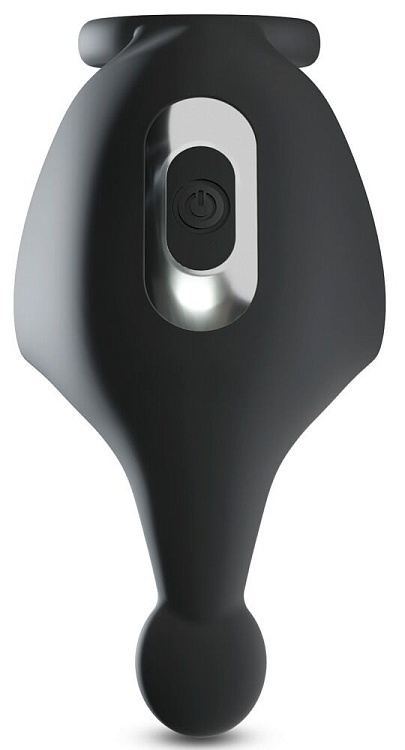 Черная вибронасадка для эрекции и стимуляции мошонки Cock ring with RC ball massager