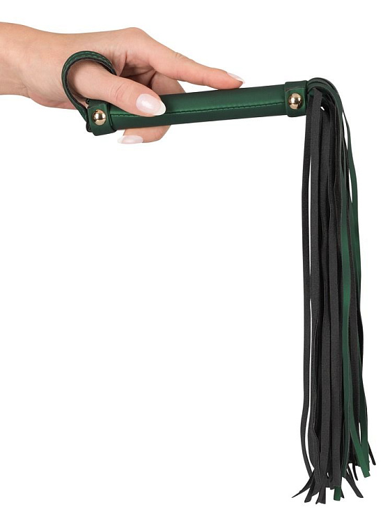 Зелёный комплект Fetish Set: ошейник, цепи с зажимами, плеть