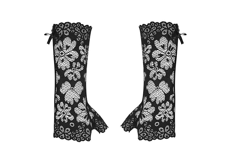 Нежные кружевные высокие митенки