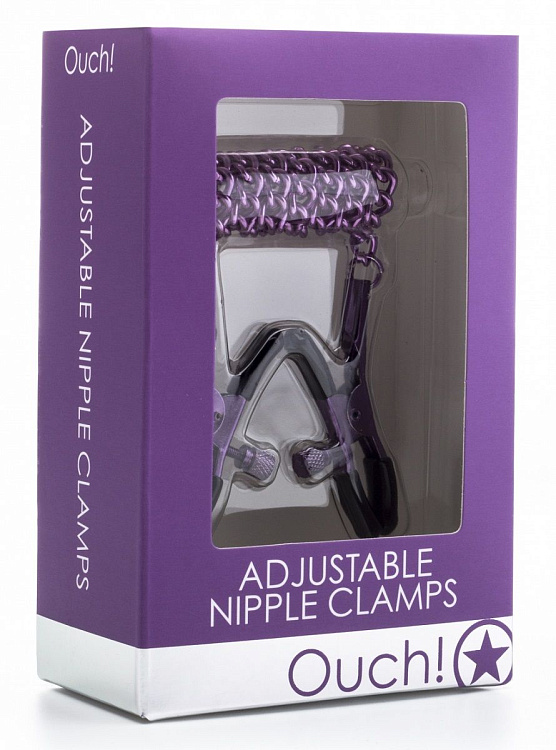 Зажимы на соски с фиолетовой цепочкой Ouch!