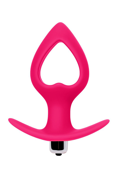 Розовая анальная вибровтулка в форме сердца - 14 см.