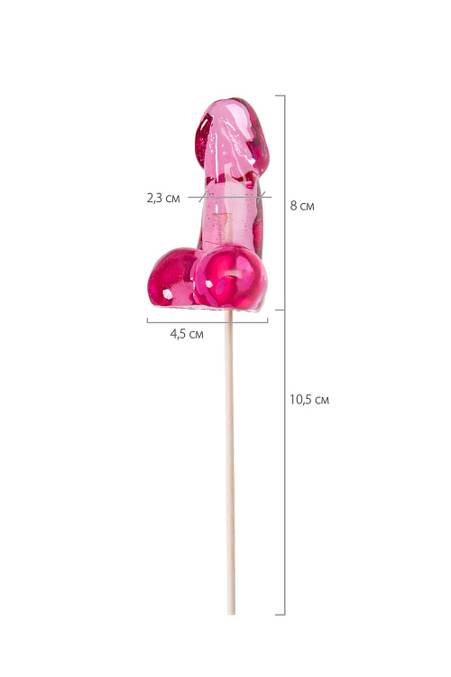 Розовый леденец в форме члена со вкусом айриш крим - 80 гр.