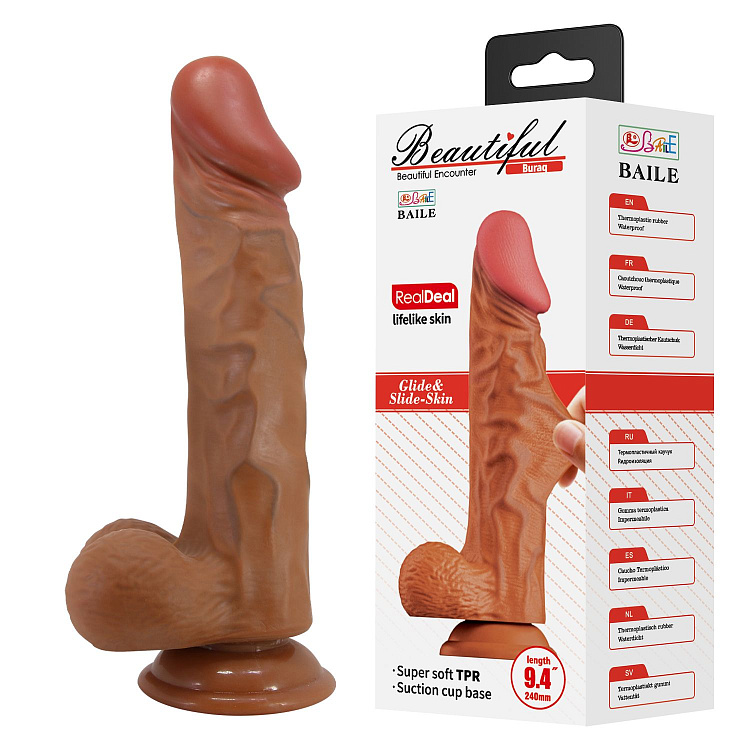 Карамельный фаллоимитатор-реалистик Buraq на присоске - 24 см.