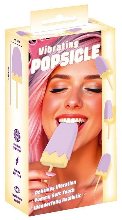 Сиреневый мини-вибратор в форме пломбира Vibrating Popsicle