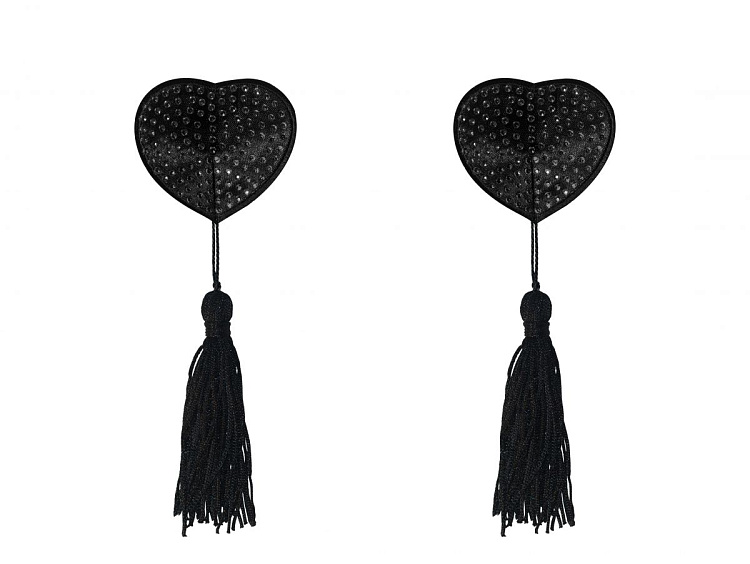 Черные пэстисы-сердечки Evans с кисточками