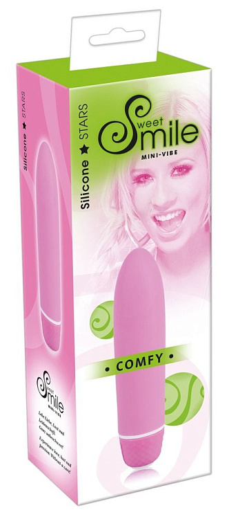 Розовый вибратор Smile Mini Comfy - 13 см.