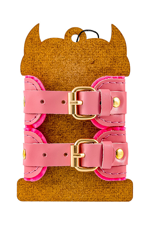 Розовые двуслойные кожаные оковы