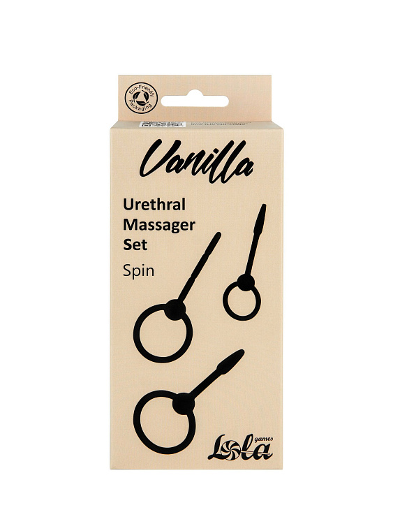 Набор из 3 черных уретральных массажеров Spin