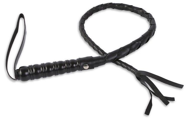 Черный кнут с витой рукояткой - 97 см.
