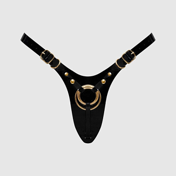 Черный пояс для фиксации насадок Strap-On-Me Leatherette Harness Fabulous