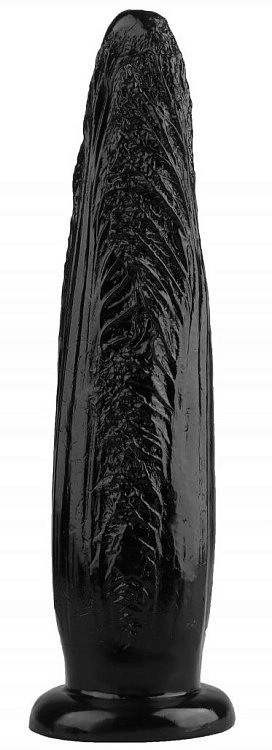 Черная рельефная анальная втулка - 28 см.