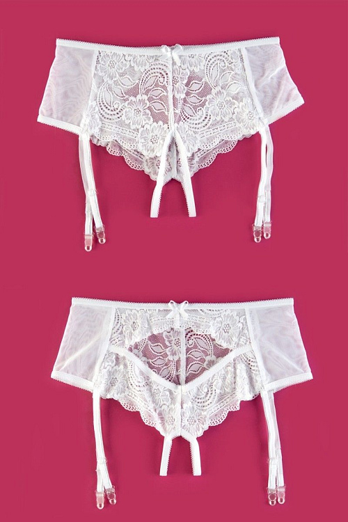 Трусики-пояс из эластичного кружева с пажами для чулок