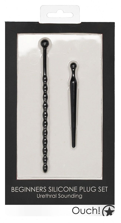 Набор из двух черных уретральных стимуляторов Beginners Silicone Plug Set