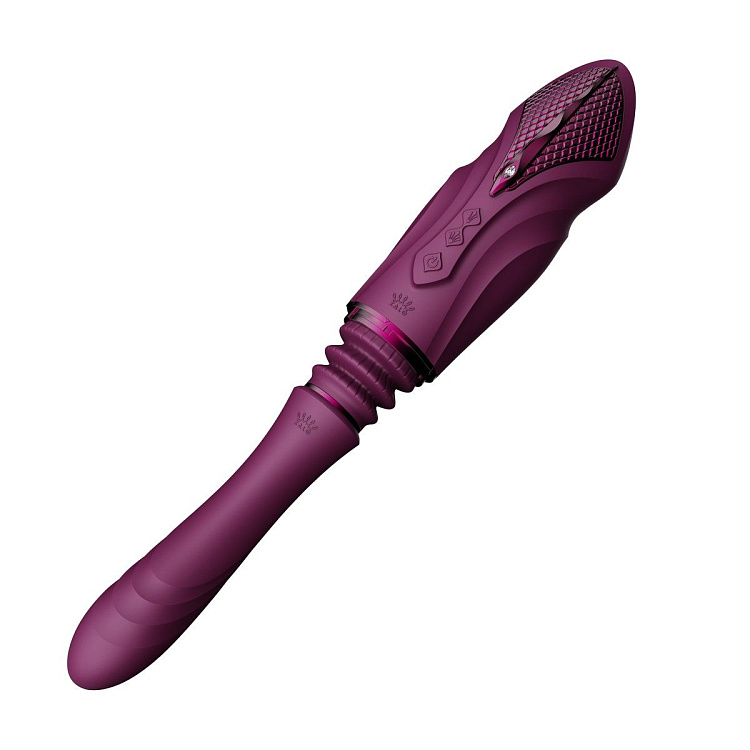 Фиолетовая секс-машина с функцией нагрева, насадками и присоской Sesh