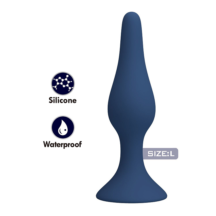 Синяя анальная пробка Slim Anal Plug L - 12,4 см.