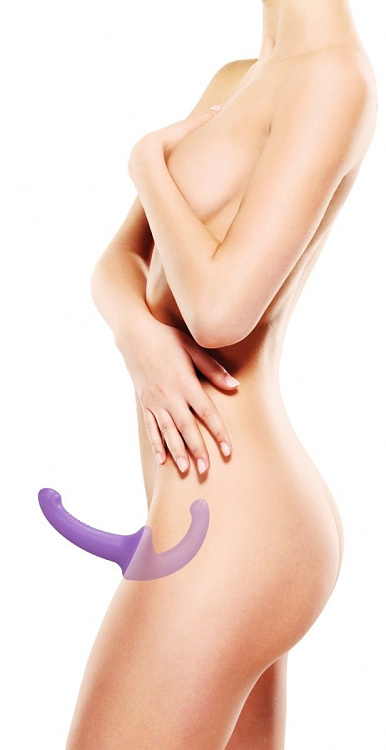 Фиолетовый безремневой страпон Silicone Strapless Strapon