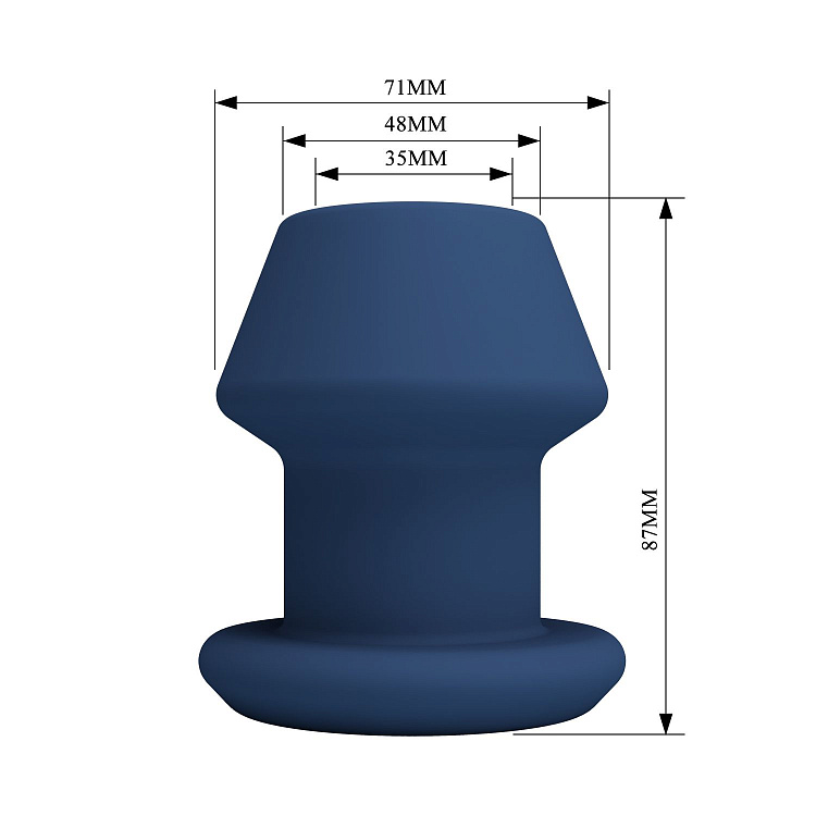 Синяя анальная пробка с открытым каналом - 8,7 см.