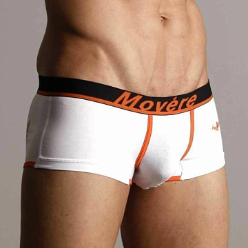 Белые трусы-хипсы с черной резинкой и надписью Movere