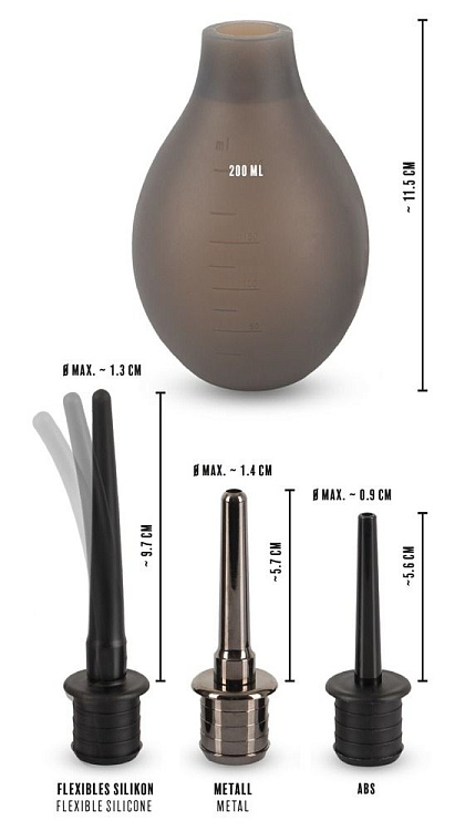 Дымчатый анальный душ с 3 насадками