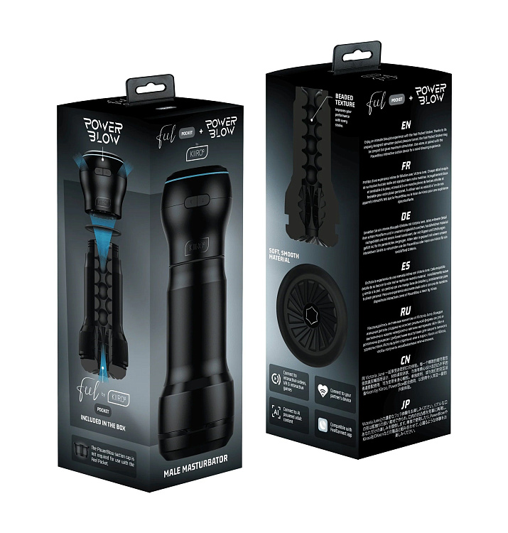 Ченый мастурбатор с интерактивная насадкой PowerBlow   Feel Pocket Stroker