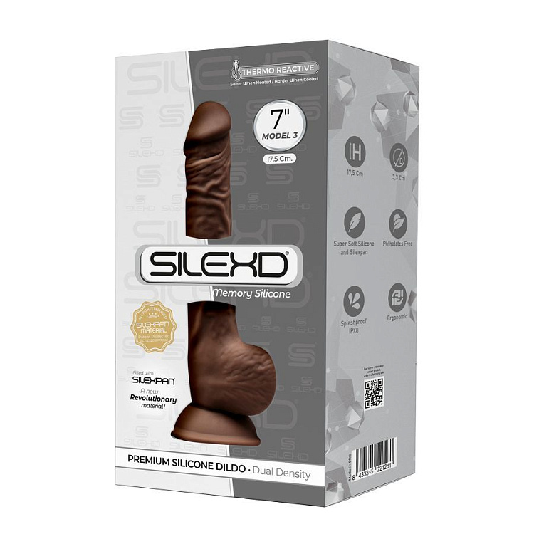 Коричневый фаллоимитатор SILEXD Model 3 7  - 17,5 см.