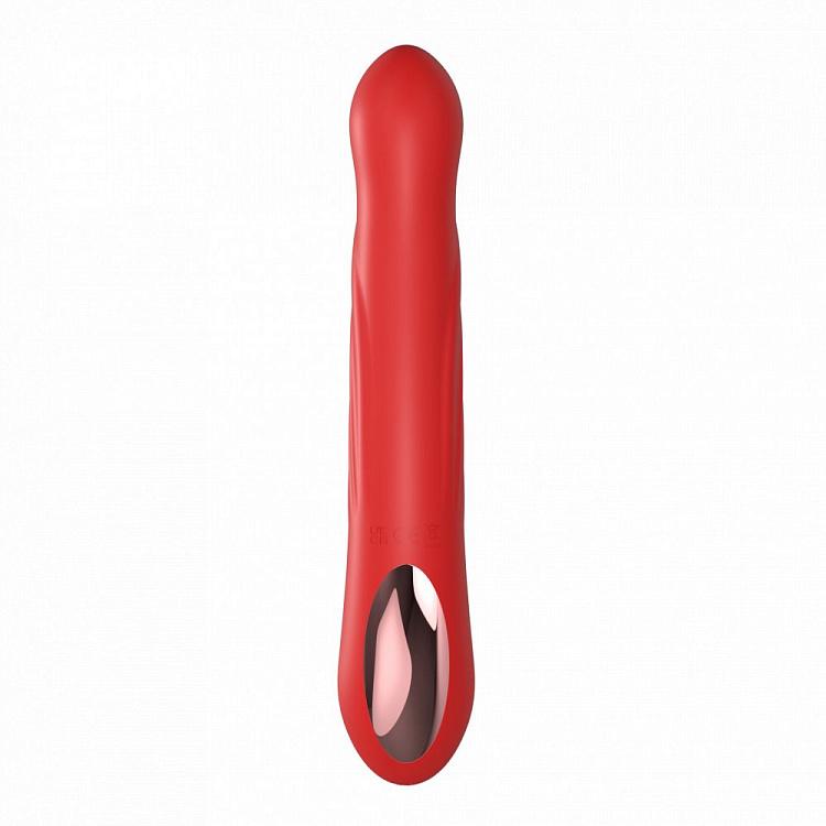 Красный силиконовый вибратор-кролик с фрикциями - 22 см.