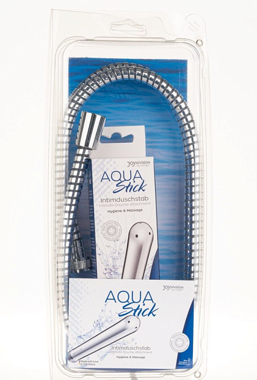 Серебристая насадка для анального душа со шлангом AQUAstick