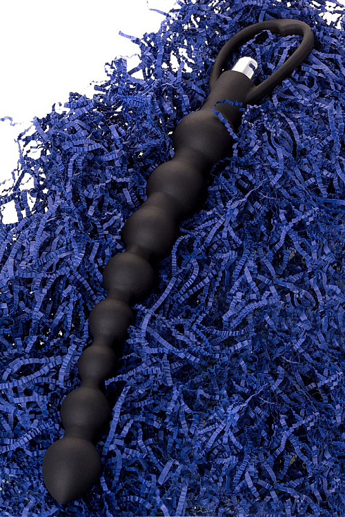 Черная анальная цепочка A-toys с вибрацией - 34 см.