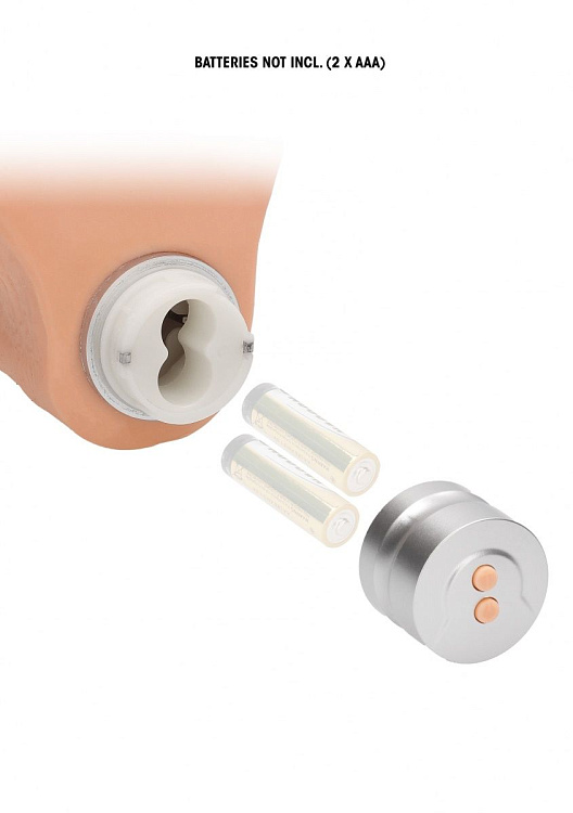 Телесный вибратор Vibrating Dildo With Balls - 20 см.